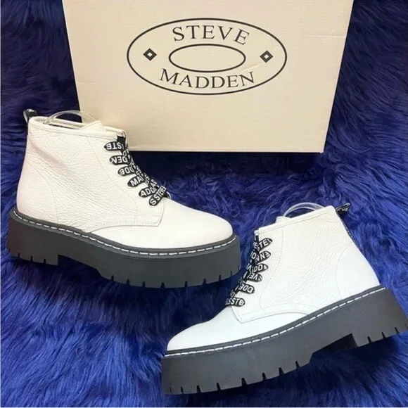 New! STEVE MADDEN “Vlais” Chunky Leather Platform Combat Boots - Picture 6 of 12